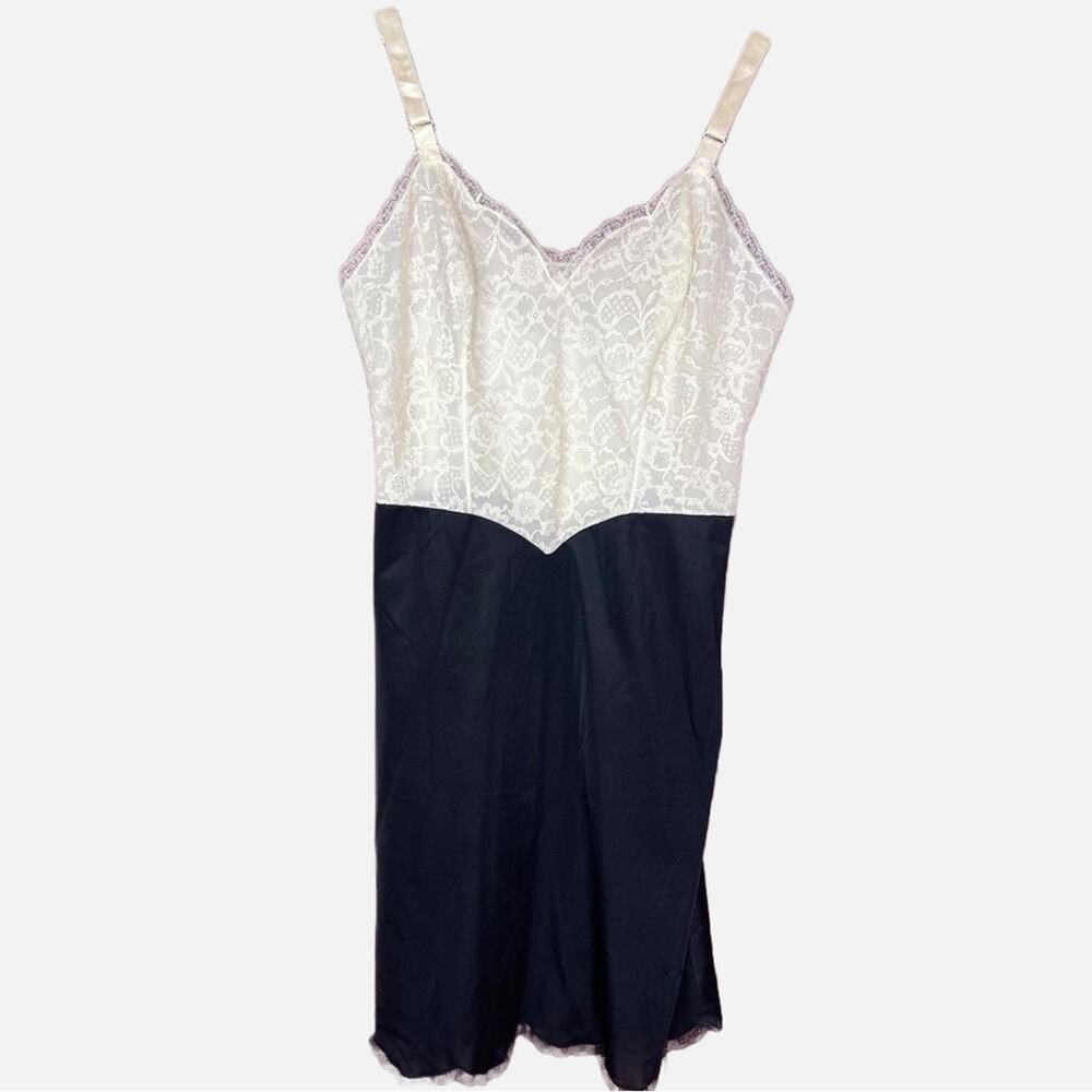 Vintage Vanity Fair Cream & Black Slip Dress